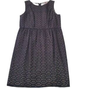 black lace and beige shift dress scallop eyelet LBD size 10 LOFT